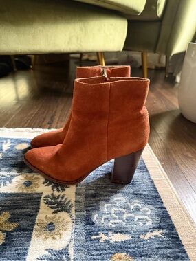 Sam Edelman Suede Ankle Booties in Rust Cognac